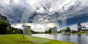 Bayou Desiard under stormy clouds