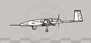 Bayraktar TB2. UCAV. Vector drawing of unmanned combat aerial vehicle.