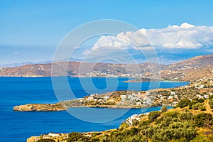 Bays of Batsi and Gavrion on the Greek Cyclades island of Andros