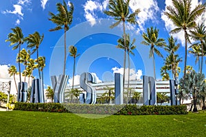Bayside area of Miami sign view photo