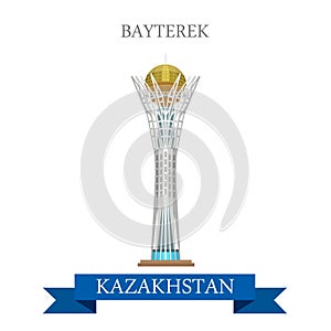 Bayterek in Astana Kazakhstan vector flat attraction landmarks