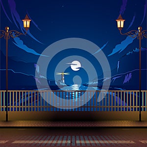 Bayview bridge at night background illustration