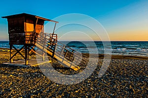 Baywatch tower on the beach