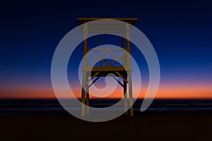 Baywatch tower beach sunset La Serena