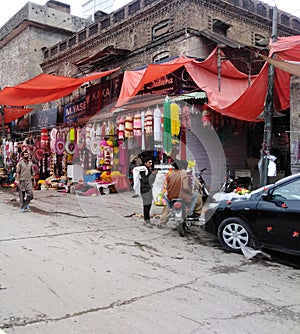 bazaar scene outdoor market rawalpindi pakistan