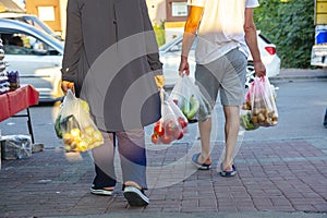 Bazaar in the Turkish city near Alanya, people buy groceries, vegetables, fruits