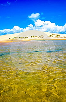 Bazaruto sand dunes and blue sky background