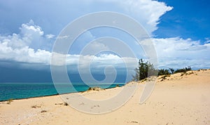 Bazaruto sand dunes and tropical sto rmin Mozambique