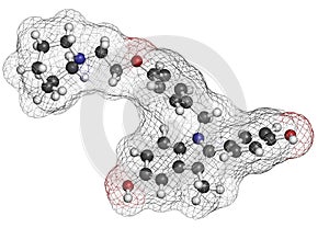 Bazedoxifene postmenopausal osteoporosis prevention drug molecule. Selective estrogen receptor modulator (SERM