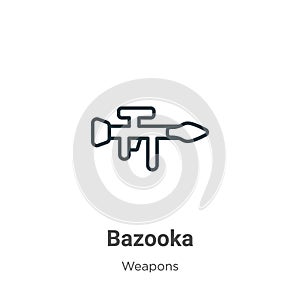 Bazooka outline vector icon. Thin line black bazooka icon, flat vector simple element illustration from editable weapons concept