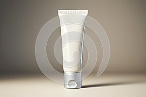 BB Cream tube. Blank unbranded flacon with cosmetology product. Professional skin care and wellness concept. Monochrome