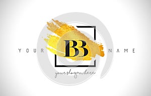 BB Golden Letter Logo Design with Creative Gold Brush Stroke photo