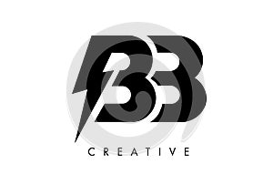 BB Letter Logo Design With Lighting Thunder Bolt. Electric Bolt Letter Logo