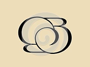 BB monogram. Abstract decorative uppercase intertwined letter b logo signature.