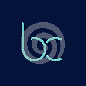 BB monogram. Geometric lowercase minimal letter b, letter c logo. Neon blue color.