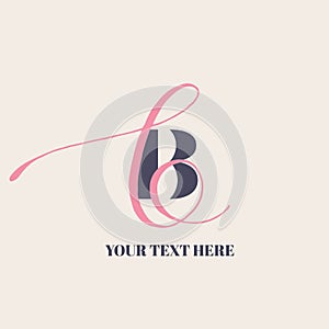 BB monogram. Uppercase and lowercase calligraphy. Intertwined letter b signature logo.