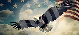 bbc raptor flying over american flag background