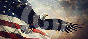 bbc raptor flying over american flag background