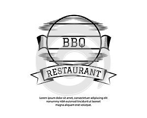 BBQ, barbecue, grill logo or icons. Labels for the menu of restaurant or cafe. Vector illustration