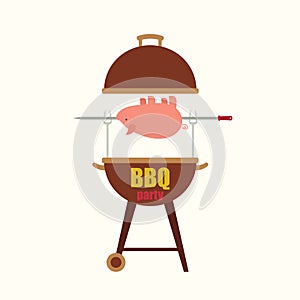 BBQ/barbecue party blank invitation template with a pig