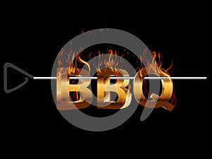 BBQ Barbecue Party invitation, fire flame smoking effect