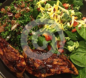 BBQ chicken and salad healthy meal