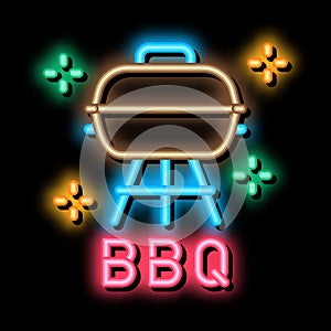 bbq equipment neon glow icon illustration