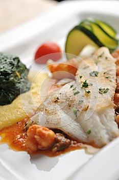 BBQ Fillet of Fish with Vegetables and Greens