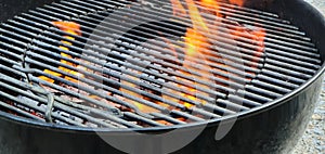 BBQ Fire with burning Wood