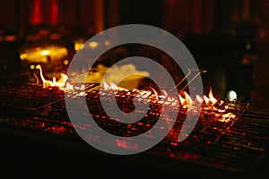 BBQ fire in dark