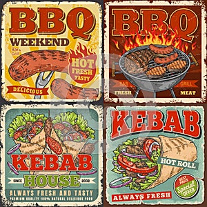 BBQ food set posters colorful