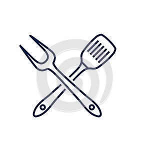 BBQ fork icon logo vector design illustration, isolated on white background.