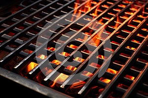 BBQ grill with burning flames. Blank space to add meat. Ai Generative