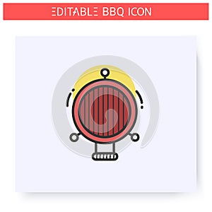 Bbq grill color icon. Editable illustration