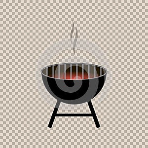 BBQ grill icons. Barbecue with smoke