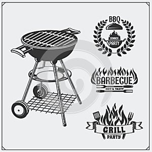 BBQ and grill labels set. Barbecue emblems and badges.