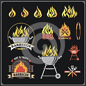 BBQ and grill labels set. Barbecue emblems, badges and design elements. photo