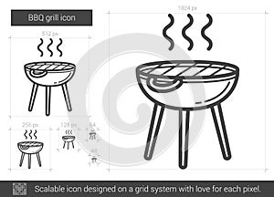 BBQ grill line icon.