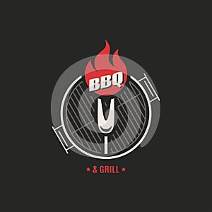 BBQ and grill logo. Barbecue party logo on black