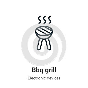 Bbq grill outline vector icon. Thin line black bbq grill icon, flat vector simple element illustration from editable electronic