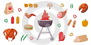 bbq grill party cook summer elements set