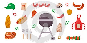 bbq grill party cook summer elements set