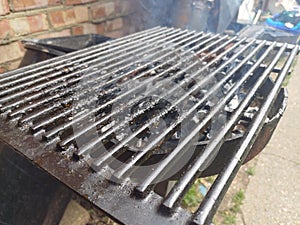 BBQ grill prepared  and fired up on the 6th Turkish Cypriot cultural festival in London and Enfield