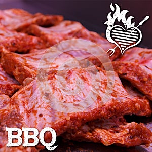 BBQ and grill symbol of delicious pork ribs