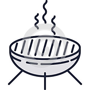 BBQ grill vector, barbecue icon isolated on white
