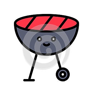 BBQ grill vector, Spring season filled icon editable stroke