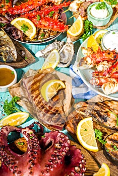 BBQ grilled fish and seafood