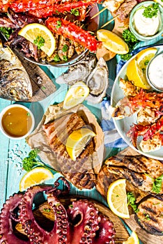 BBQ grilled fish and seafood