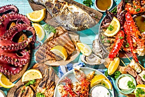 BBQ grilled fish and seafood