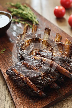 BBQ grilled pork ribs in Barbecue sauce